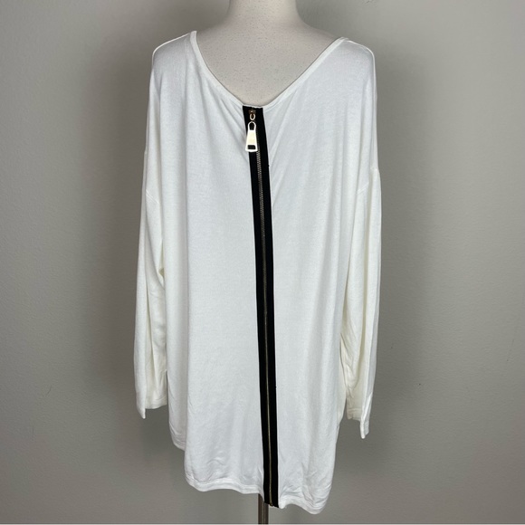 Soft Surroundings White Black Zipper Sweater 1X - Picture 5 of 8